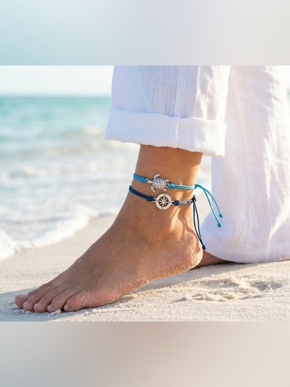 Blue Nautical Ocean Sea Charm Adjustable Anklets/Bracelets